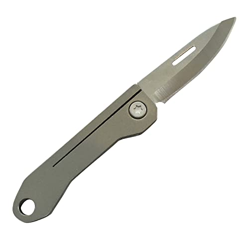 VAKON - Messer mit Titan-Grif als Schlüsselanhänger, Minimesser, Taschenmesser klein, Faltmesser Outdoor aus Titanium EDC, Klappmesser für Schlüsselring von VAKON SALON