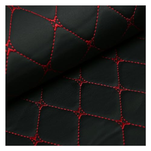 Kunstleder PVC Leder Polster Stoff Lederkonzept Kunstleder Polsterstoff Gesteppt Kaschiert Meterware Möbelstoff Dekostoff ，für Polsterarbeiten, Auto (Size : 1.4×1m) (Color : Black Diamond grid, Size von VAKUUM