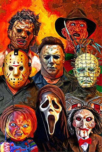 VAKUUM 5D Halloween Horror Movie Diamond Painting Kits for Adults Diamond Art Painting with Diamonds DIY Painting Kit Paint by Numbers with Gemstone Art Drill and 50 * 60cm5D18m von VAKUUM