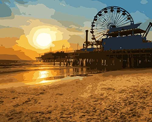 VAKUUM DIY Malen nach Zahlen Erwachsene, Los Angeles Sunset Ocean Beach Riesenrad Malen nach Zahlen Kits auf Leinwand im nordischen Stil 30 * 40cm VAKUUM DIY Malen nach Zahlen Erwachsene, Los Angeles Sunset Ocean Beach Riesenrad Malen nach Zahlen Kits auf Leinwand im nordischen Stil 30 * 40cm von VAKUUM