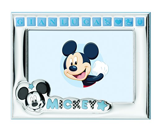 Disney - Bilderrahmen zum Hinstellen in Silber - individuell gestaltbar mit dem Namen des Kindes/Babys - Klebesticker enthalten - Micky-Maus-Design Disney - Bilderrahmen zum Hinstellen in Silber - individuell gestaltbar mit dem Namen des Kindes/Babys - Klebesticker enthalten - Micky-Maus-Design von VALENTI & CO.