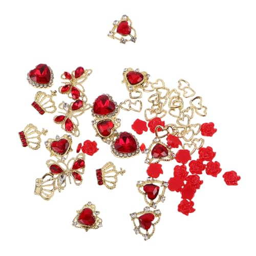 VALICLUD 1 Box Nagelkunst Zubehör Nagelkunst Dekoration Nagelverzierungen Valentinstags Herz Nagel Charms Legierungs Nagelschmuck Nagel Charms Strass Herz Edelsteine von VALICLUD