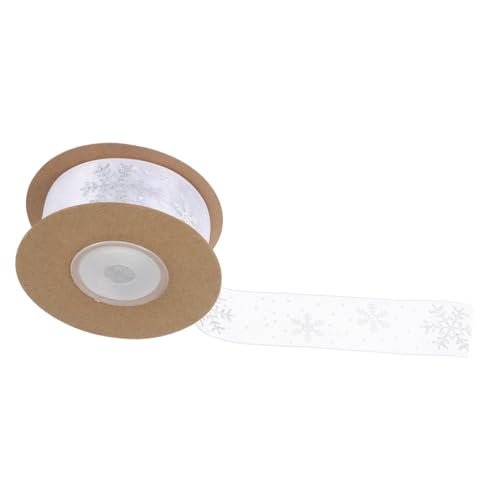 VALICLUD 1 Rolle Silberes Schneeflockenband Partyverpackungsband Winterurlaubsband Schneeflocken-Designband Geschenkband Winterschneeflockenband Party-Verpackungsband Zierband Chiffon Weiß von VALICLUD