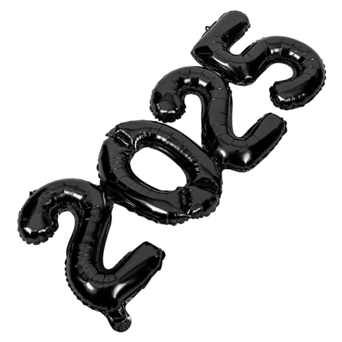 VALICLUD 1 Satz 2025 Ballon 2025 Schwarzgoldene Luftballons Zahlenballons 2025 Partyballons Dekorationen Goldene Und Schwarze Luftballons Abschlussballons Grad Vorabend Aluminiumfolie Black von VALICLUD