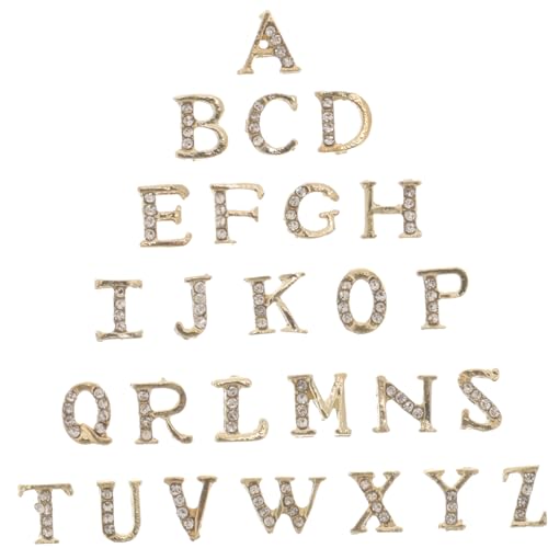 VALICLUD 1 Satz Alphabet -nagelkunstzubehör Spitze Nagel Charms Reiz Alphabet-nagelanhänger Nagelbolzen Nägeldekoration Nagelzauber Süße Nagelanhänger Nageldekore Strasssteine Golden von VALICLUD
