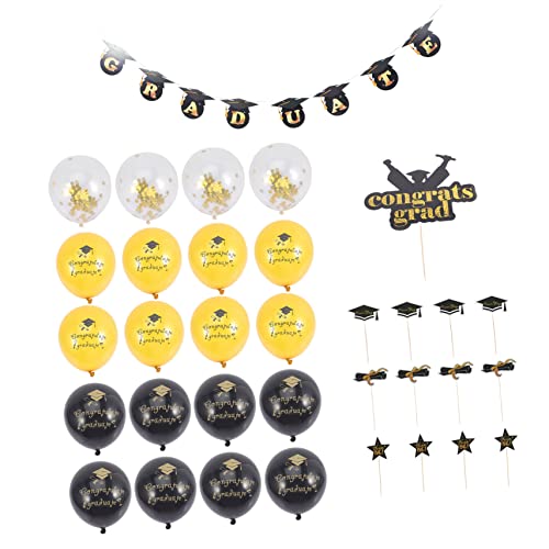 VALICLUD 1 Satz Foto Requisiten Dekoration Abschlussgirlande Abschlusstorte Ornament Abschlussfeier Ballon Abschluss Ballon Banner Der Abschlussfeier Abschluss-cupcake-ornament Bambus von VALICLUD