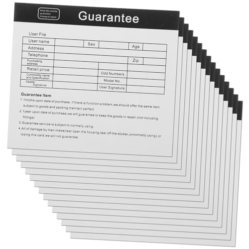 VALICLUD 1 Satz Garantiekarte Gerätewartungskarten Anleitungskarten Zur Tassenpflege Wartungskarte Für Geräte Gerätereparaturkarten Papier 200 Stück von VALICLUD