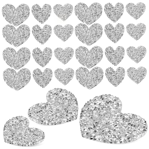 VALICLUD 1 Satz Hosenflicken Kleidungsflicken Herz Patch Silberne Strasssteine Hotfix Slice Silver Glitzernd Agn Flicken Aufbügeln Kleidungsflecken Für Löcher Harz-strasssteine 30 Stück von VALICLUD