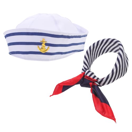 VALICLUD 1 Satz Kapitänsmütze und Schal Set für Cosplay Matrosen Kostüm Zubehör für Sailor Parties Karneval und Halloween Atmungsaktiv und Bequem für Damen und Herren Vielseitig Einsetzbar von VALICLUD