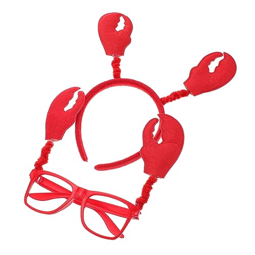 VALICLUD 1 Satz Krabbenstirnbandbrille Neuartige Partybrille Stirnbänder für Sonnenbrille für haarschmuck lustige Hummerbrille Brille Krabbengläser Krabbenkopfschmuck Tuch rot von VALICLUD