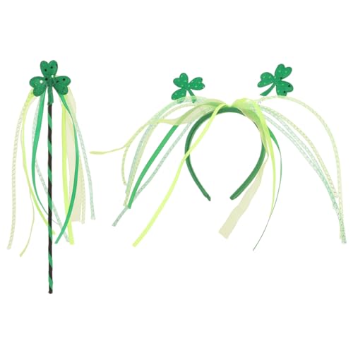 VALICLUD 1 Satz St. Patrick's Day Stirnband Und Feenstab St. Patricks Day Cosplay-Zubehör Kleeblätter Haarreifen Grüne Irische Accessoires Kostümzubehör von VALICLUD