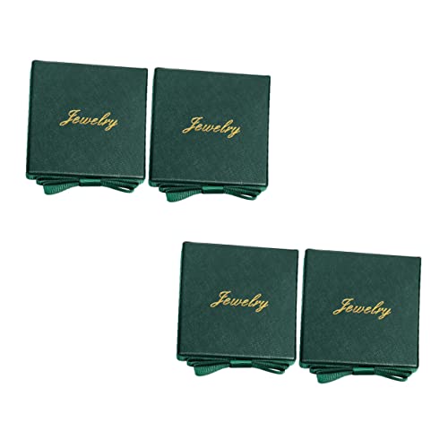 VALICLUD 1 Satz Vintage Schmuckschatulle Aufbewahrungsbehälter Für Ohrringe Schmuckkästchen Für Damen Klein Bogen Juwelierorganisator Halter Verpackung Karton Green 4 Stücke von VALICLUD