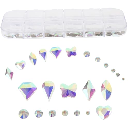 VALICLUD 1 Schachtel Fächer DIY Nagelkunst Strasssteine Flache Rückseite Funkelnde Ab Diamanten Vielseitige Dekoration für Nägel Bastelarbeiten und Maniküre Zubehör von VALICLUD