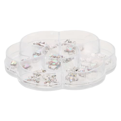 VALICLUD 1 Schachtel Nagelverzierungen Herzform Charms aus Legierung Strass Nail Art Schmuck mit Krone Schleife Flache Rückseite Vielseitig für Valentinstag Feier Maniküre und Basteln von VALICLUD
