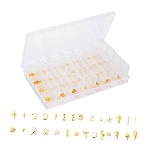 VALICLUD 1 Schachtel Stylische Stern Mond Nageldekorationen mit Perlen Stahlkugeln und Muschelverzierungen für Kreative Diy Maniküren für Partys und Besondere Anlässe von VALICLUD
