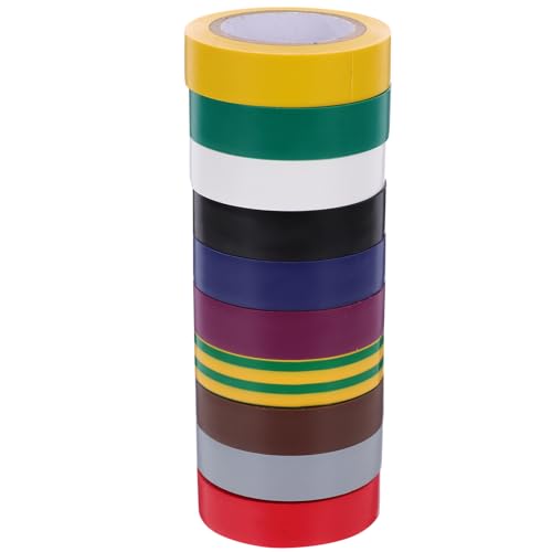 VALICLUD 10 Rollen Isolierband Farben PVC Klebeband für Elektriker Hochtemperaturbeständig für Kabelbündelung und Elektrische Anwendungen von VALICLUD