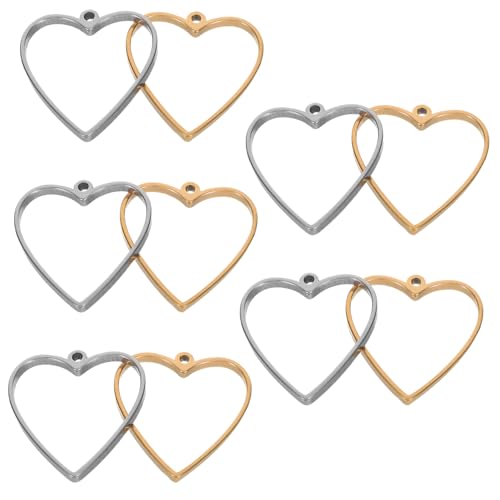 VALICLUD 10 Stück Herz Anhänger Rahmen Hohl Offener Rand Schmuck DIY Bezels für Harz Schmuckherstellung Vielseitige Ohrring Halsketten Zubehör für Kreative Bastelideen von VALICLUD
