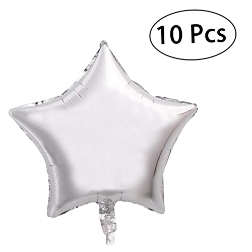 VALICLUD 10 Stück Silberne Pack Fünfzackige Folienballons für Geburtstagsfeiern Hochzeiten und Valentinstag Wiederverwendbar und Heliumgeeignet von VALICLUD