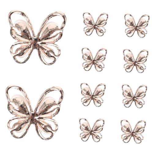 VALICLUD 10 Stück Teiliges Manicure Patch mit Roségoldfarbenen Cat Eye Schmetterlingen Strassbesetzt DIY Nail Art Charm Selbstklebende Nagelverzierung für Professionelle und Private von VALICLUD