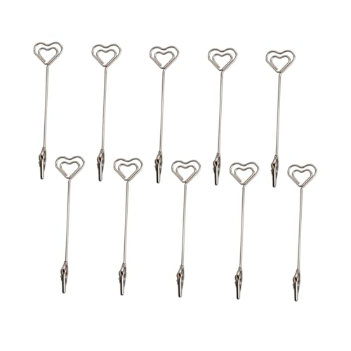 VALICLUD 10 Stück Teiliges Metall Herz Memo Halter mit Stabilem Clip Silberfarbene Tischdekoration für Notizen Fotos Visitenkarten als Hochzeits Party deko von VALICLUD