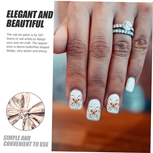 VALICLUD 10 Stück Teiliges Schmetterling Nagelsticker Roségold mit Katzenaugen DIY Nagelkunst Dekorationen für Natürliche und Künstliche Nägel Einfach Anzubringen für Alltag und von VALICLUD