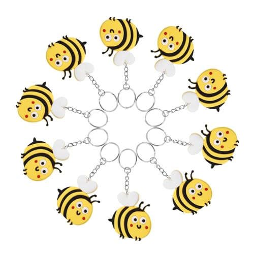 VALICLUD 10 Stück Teiliges Süße Bienen Schlüsselanhänger aus Metall und Silikon Cartoon Biene Design Vielseitig als Taschen Autoschmuck Leicht Langlebig Praktische Anhänger für von VALICLUD