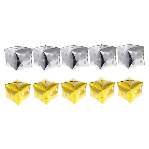 VALICLUD 10 Stück Würfel Folienballons Gold und Silber Metallische Deko für Party Spielaktivitäten und Fotorequisiten Leichte Jumbo Luftballons für Geburtstagsfeier und Eventgestaltung von VALICLUD