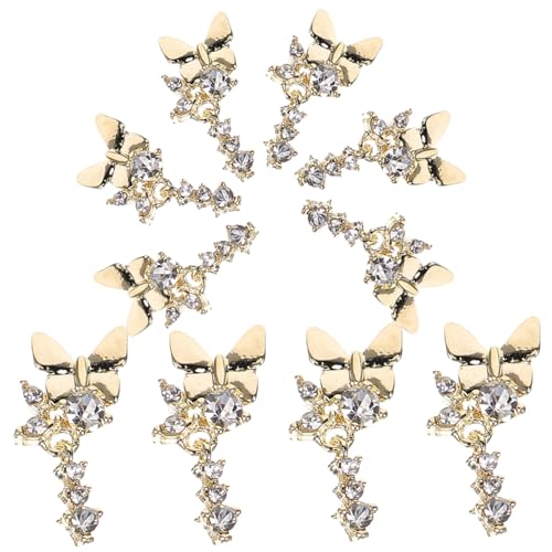 VALICLUD 10 Teiliges Schmetterling Nail Charms Leichte Nageldekoration mit Strass Stilvolle DIY Nail Art für Mädchen Vielseitig Kombinierbar für Geburtstag Schule Party von VALICLUD