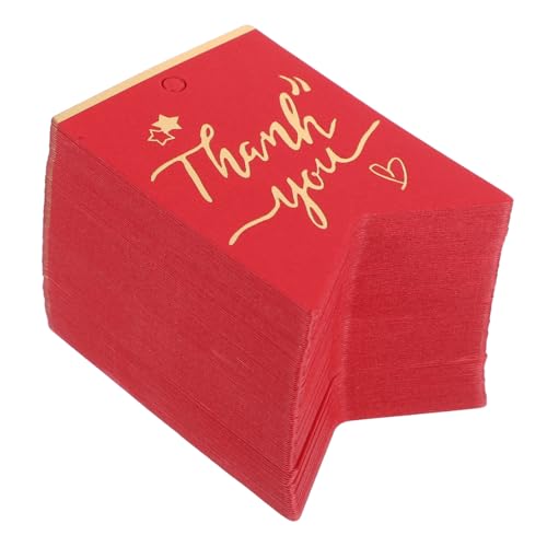 VALICLUD 100 Stück Geschenkverpackungsanhänger kreative Dankeschön-Tags Geburtstagsparty-Tag Geschenketiketten für Partys dekorative Dankeschön-Tags Papier rot von VALICLUD