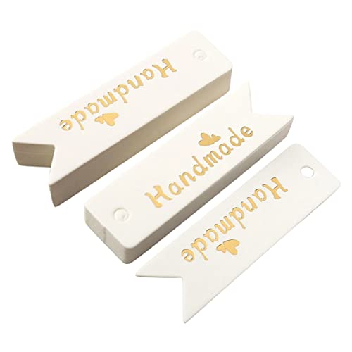 VALICLUD 100 Stück Handgefertigte Hingelenkabel Handwerk Schild Dekoration Stichworte Etiketten handgemachte Tags handgefertigtes Etikett Geschenkanhänger handgemachtes Etikett Papier Weiß von VALICLUD