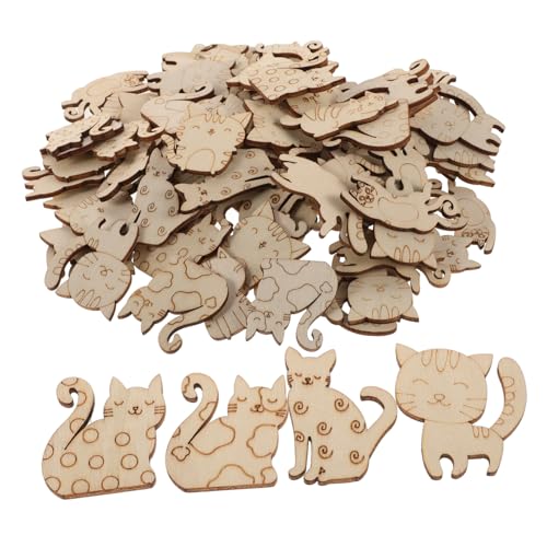 VALICLUD 100 Stück Holzscheiben Tiere zum Bemalen Unbehandelte Holzfiguren für DIY Bastelprojekte Glatte Oberfläche Leicht und Sicher für Kinderpartys und Kreative Handarbeiten von VALICLUD