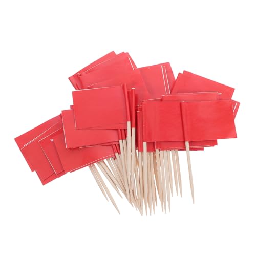 VALICLUD 100 Stück Mini Zahnstocher Flaggen in Rot Essens Käsemarker Fähnchen für Party Snack Dessert und Cupcake Dekoration Vielseitige Food Picks für Veranstaltungen und Outdoor einsätze von VALICLUD