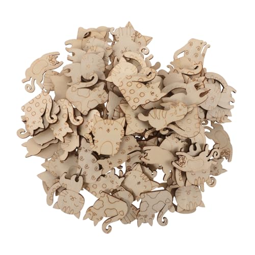 VALICLUD 100 Stück Unbehandelte Holzscheiben für DIY Malerei Holz Tier Ausschnitte zum Basteln für Kinderpartys und Dekoration von VALICLUD