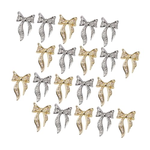 VALICLUD 100Stücke Bowknoten Charms Selbstklebende Nagelaufkleber für Nail Art Dekoration Goldene und Silberne Varianten für DIY Nageldesigns von VALICLUD