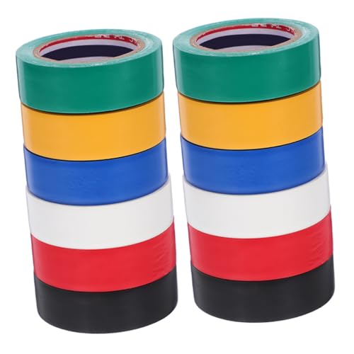 VALICLUD 12 Rollen Bunte Isolierband PVC Klebeband für Kabelbündelung Markierung und Schutz Hohe Temperaturbeständigkeit Farben für Elektroarbeiten Autos und Heimwerker von VALICLUD