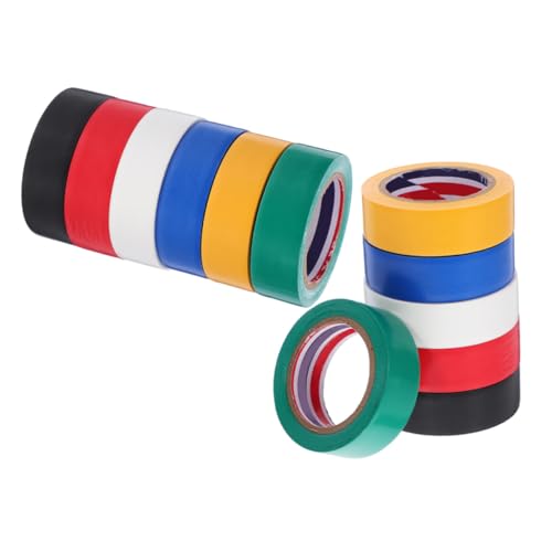 VALICLUD 12 Rollen Elektriker Isolierband PVC Klebeband für Kabelmanagement Farben Hochtemperaturbeständig Selbstklebend Für Elektrische Verkabelungen von VALICLUD