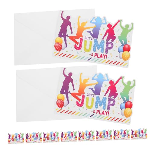 VALICLUD 12 Sätze Teiliges Einladungskartenset Geburtstag mit Umschlag Doppelseitig Bedruckt Jump Thema Lebhaftes Design Benutzerfreundlich zum Ausfüllen für Jungen Mädchen Partyfeier von VALICLUD