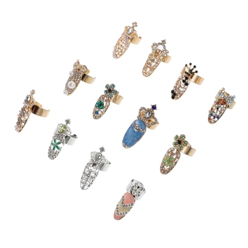 VALICLUD 12 Stück Teiliges Manicure Nail Art Charms Strasssteine Offener Fingerring Nagelschmuck Modisch Vielseitig für Hochzeit Party Halloween Valentinstag VALICLUD 12 Stück Teiliges Manicure Nail Art Charms Strasssteine Offener Fingerring Nagelschmuck Modisch Vielseitig für Hochzeit Party Halloween Valentinstag von VALICLUD