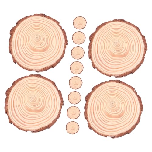VALICLUD 12 Stück Teiliges Natürliche Unbehandelte Holzscheiben Rund DIY Bastelholz Untersetzer aus Naturbelassenem Holz mit Rinde für Kreative Handarbeiten und Tischdeko von VALICLUD