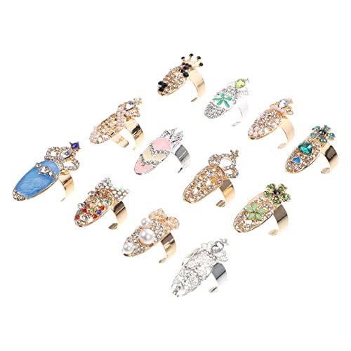VALICLUD 12Stücke Nagelkunst Charms Nagelkunst Dekorationen Maniküre Fingerringe Verschiedene Designs Funkelnde Strasssteine Für Nageldesign von VALICLUD