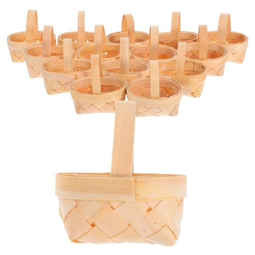 VALICLUD 14 Stück Miniatur-holzkörbe: Winziger Aufbewahrungskorb Mit Henkel – Handgewebte Bonbonschachteln Für Hochzeitsdekorationen Und Den Täglichen Gebrauch von VALICLUD