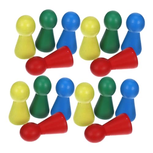 VALICLUD 16 Stück Teiliges Bunte Holzfiguren für Schachspiele Spielsteine für Partys und Gesellschaftsspiele zum Ersetzen Verlorener Figuren Leicht und Tragbar Rot Gelb Blau und Grün von VALICLUD