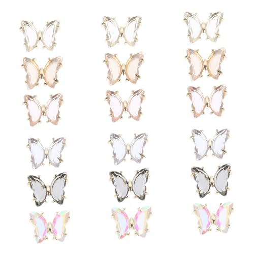 VALICLUD 18 Stück Teiliges Schmetterling Nagel deko Bunte Farben Langlebig Feine Verarbeitung Praktische Fingernagel Kunst DIY Zubehör für Modische Nagelgestaltung von VALICLUD