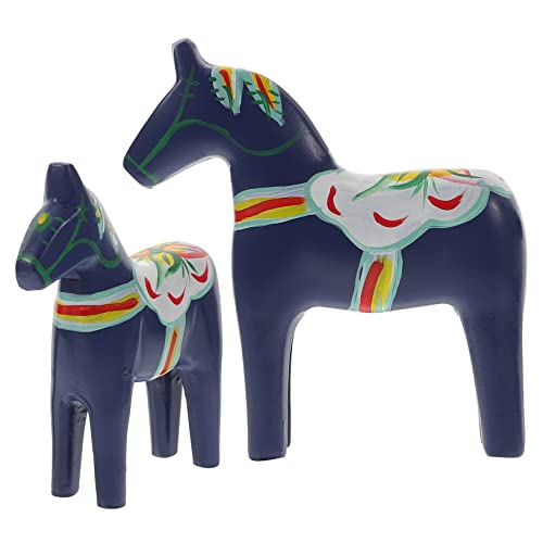 VALICLUD 1Paar Kreatives Holzpferd Ornament Handbemalte Tischdekoration für Wohnräume Langlebiges und Sicheres Pferdedekor für Regal und Esszimmer Blau von VALICLUD