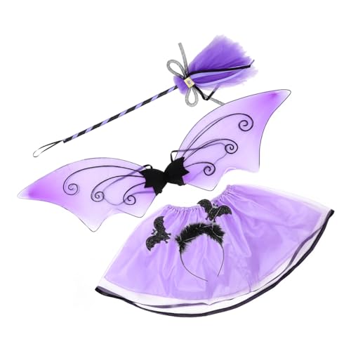 VALICLUD 1Satz Halloween Kostümset mit Fledermaus Flügeln und Tutu Rock Bühnenkleidung für Teiliges für Karneval und Partys von VALICLUD