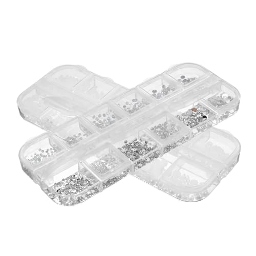 VALICLUD 2 Boxen Teiliges Nagelkunst Halbkreis Perlen Flache Rückseite Kleine Maniküre Perlen Nail Charms für Damen DIY Nageldekorationen und Funkelnden Strasssteinen von VALICLUD
