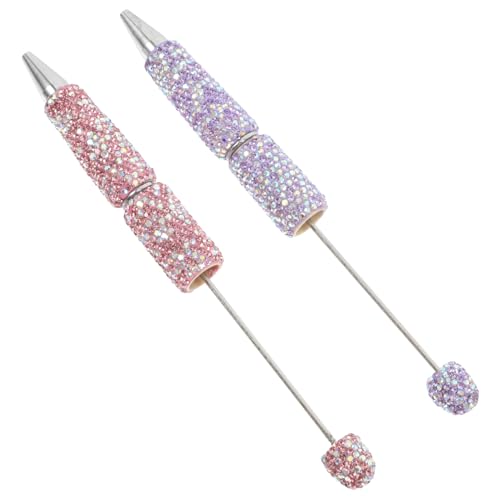 VALICLUD 2 Diamant Kugelschreiber Fischer Space Pen Juwelenstifte Süße Rosa Stifte Perlenstifte Für Journaling Ästhetischer Messing Füller Kristallstifte Bling Metallstifte von VALICLUD