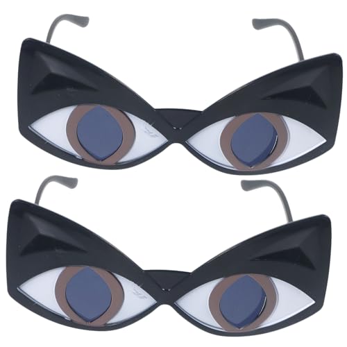 VALICLUD 2 Paare unregelmäßige weihnachtsbrillen brillen weihnachten kugelgläser festival glasses Katze Oval weihnachtliche dunkle brille neuartige Farbtöne Abs Black von VALICLUD