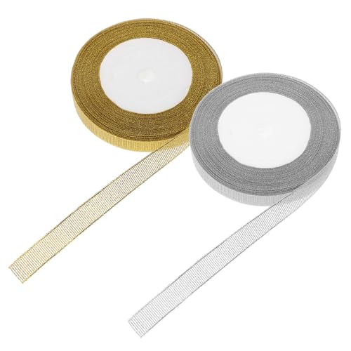 VALICLUD 2 Rollen Glitzerndes Silbernes Zwiebelband Nähband Geschenkband Metallicband Kartenband Glänzendes Band Abschlussband Festliche Bänder Seiden Weihnachtsbaumband Polyester von VALICLUD