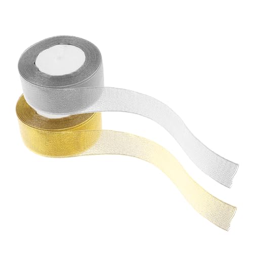 VALICLUD 2 Rollen metallische Stoffbänder goldenes Weihnachtsband funkelndes Glitzerband Bogenmacher Schleifenmacher Dekorationsband metallisches Stoffband Metallband Polyester VALICLUD 2 Rollen metallische Stoffbänder goldenes Weihnachtsband funkelndes Glitzerband Bogenmacher Schleifenmacher Dekorationsband metallisches Stoffband Metallband Polyester von VALICLUD